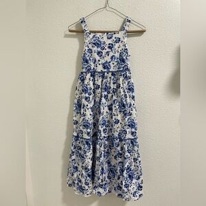 Grand millennial Floral Blue and White Dress